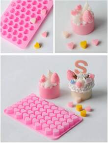 1 件心形设计 DIY 硅胶模具，55 格粉色硅胶模具，适用于 DIY