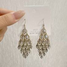 1 Pair Crystal Glass Bohemian Long Tassel Drop Earrings