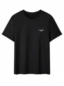 Men's Casual Seagull Print Short Sleeve T-Shirt, Summer - Black - View 2