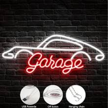 Garage Neon Sign, LED Wall Hanging Decor For Garage, Workshop, Man Cave - Ideal Gift For Dad And Auto Enthusiasts, Plastic Material, Switch Controlled, USB Powered, Non-Variable Single Hue