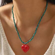 1 件时尚串珠轻质金属太阳、螃蟹和心形吊坠项链 - 簡約項鍊 - 查看 8