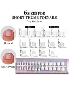 150 buc vârfuri de unghii cu gel scurte, pătrate, maro/roz, tip unghii false, tip presă, 15 opțiuni de mărime, unghii false scurte, mate, franțuzești, capace decorative pentru unghii de la picioare pentru femei și fete, consumabile pentru unghii - alb - Vizualizare 6