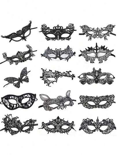 10pcs Lace Mask For Masquerade Party Performance, Soft & Skin-Friendly Sexy Ladies Mask (Random Style) Halloween
