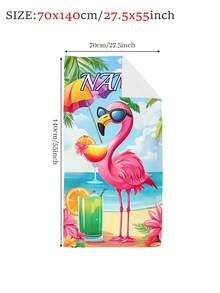 1pc Personalized Name Flamingo Hawaii Beach Towel - Super Absorbent Quick-Dry Microfiber, Anti-Sand, Vibrant Tropical Print With Flamingo & Palm Trees, Perfect For Pool, Beach, Camping, Surfing, Personalized Beach Towel, Poolside Accessory, Summer Style, Microfiber Quality, Absorbent Fabric, Surfing Gear, Hawaiiinspired Design, Antisand Material, Vacation Essentials - Multicolor - View 13
