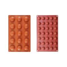 圆形硅胶模具巧克力迷你 35 腔半球形硅胶模具不粘，半球形硅胶烘焙模具用于糖果和巧克力，以及不粘圆柱形饼干模具 - 紅木色 - 查看 18