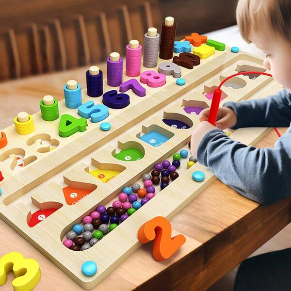 Labirinto magnético de cores e números para crianças pequenas, brinquedos de madeira Montessori para combinar cores e números - brinquedos de coordenação motora fina para meninos e meninas de 3, 4 e 5 anos