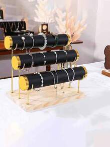 1 件木制多层手链展示架，珠宝支架，天鹅绒表面