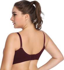 Lataly Womens Seamless Nursing Bra Sleeping Maternity Bralette Breastfeeding Pack Of 3 - Đen Be Đỏ - Xem 6