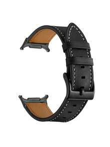 Universal 20mm/22mm Leather Watch Band Compatible With Samsung Galaxy Watch 7 FE 6 5 4 40mm/44mm, Samsung Watch 5 Pro 45/44mm, Samsung Watch 6 43/40/44mm, Samsung Watch 4 Classic 46/40/44mm, Galaxy Watch 7 Ultra 47mm, Galaxy Watch Active 2, Smartwatches, Quick Release Business Travel Fashion Strap For Men & Women - Black - View 4