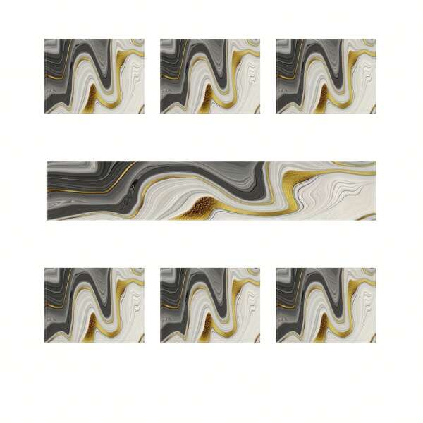 5/7 Pcs Marble Black Gold Placemats And Table Runners, Silver Stone Abstract Dining Decor, Suitable For Home Party Kitchen Dining Festival Decoration