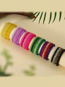 Randomly 1 Set Of 5 Beautiful And Cute Bohemian Style Chakra Beads, Stackable Bracelet, Butterfly Pendant, Pink Blue White Purple Glass Stone, Gold Bead Jewelry Set