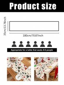 1pc 35*180cm/13.78*70.87inch Christmas Tablecloth, Minimalist Nordic Style Christmas Tree Pattern Tablecloth, Oblong Tablecloth Suitable For Holiday Decoration, Winter Dining Table Setting, Natural Theme Christmas Party Table Decor