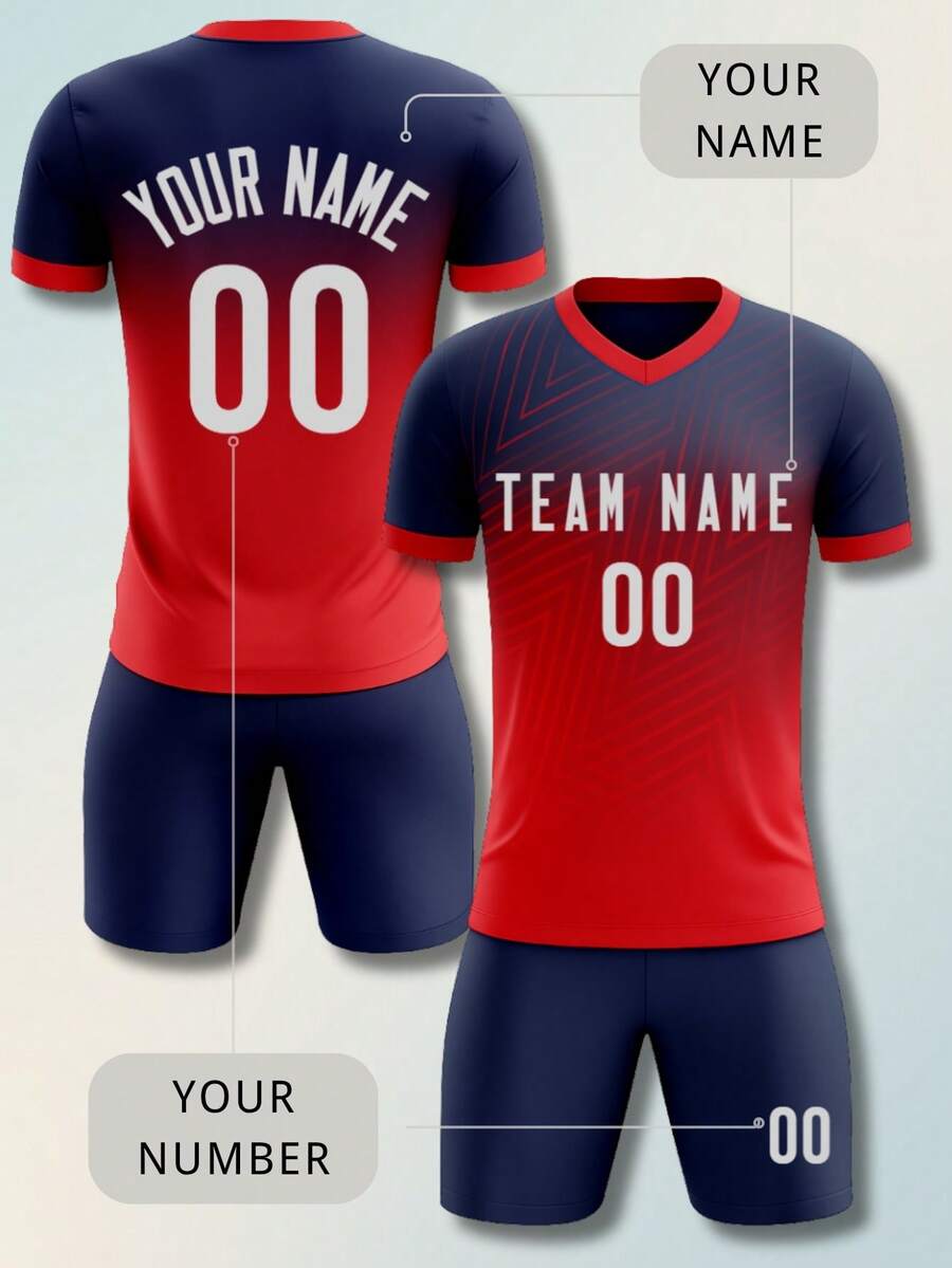 Red Personalized Soccer Jerseys For Men Women Adults Custom Soccer Shirt And Shorts With Name Number - Red - View 1