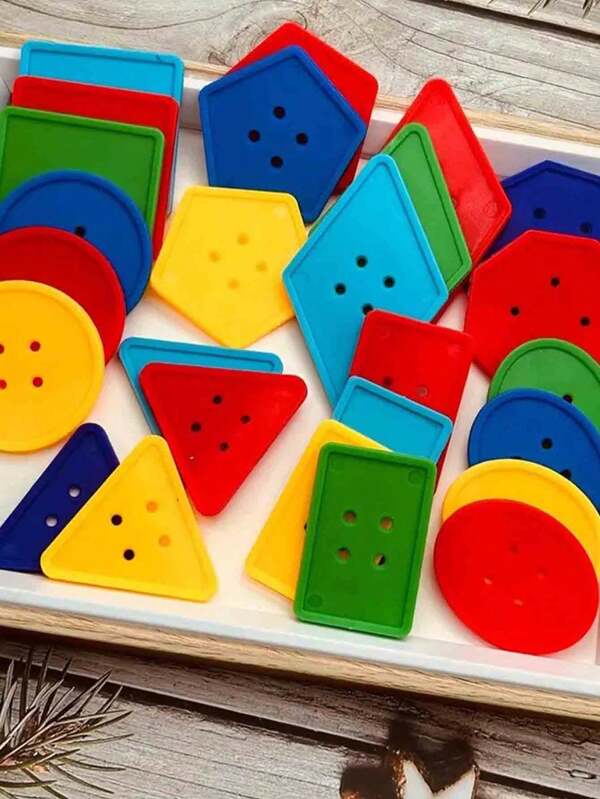 20pcs Colorful Geometric DIY Buttons - Large Plastic Craft Decor, Shapeable, Suitable For Creative Projects, Cute Asymmetrical Design, Fun Multi-Hole DIY Activity, Crafting Buttons
