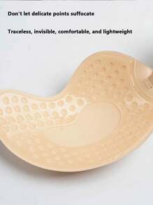 2/4pcs Mango Colored Seamless Invisible Strapless Silicone Bras, Push Up Bras For Small Bust