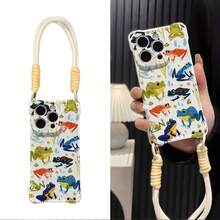 Funda para teléfono 1PC DancingLittle Girl 16plus Funda para teléfono móvil con cordón 13promax Mujer 12 Silicona Suave 14 Lente Cubierta Completa Cuatro Esquinas Red Anticaída Celebridad 15 Protector Lindo - Blanco - Ver 3