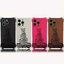 Funda de teléfono 1 unidad, diseño de patrón de tigre de líneas, funda de teléfono colgante de cuatro esquinas 16Plus 13 Pro 12 15 14 TPU impreso suave - Colores mixtos 3 - Ver 6