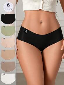 6pcs Set Seamless Ice Silky Panties For Women Sexy Traceless Lingerie Comfort Low Waist Underwear Women Solid Color Thin Cozy Briefs 7A Invisible Stretch Fabric Women Panty Smooth Feeling Breathable Boyshorts Underwear Shorts