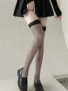 2 Pairs Sexy Lace Trim Sheer Thigh High Stockings, Summer Thin Over-The-Knee Long Socks For Women, Cozy