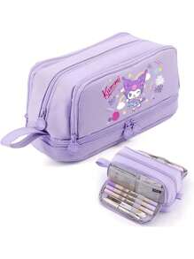 Sanrio Sanrio Hello Kitty & Kuromi & Pochacco Pencil Case,Pink Heart Zipper,Large Capacity Pencil Case, Waterproof Double Pen Case,Cartoon Stationery Bag,Multi-Functional Stationery Box - Cartoon Anime Design, Pencil Case, Storage Container