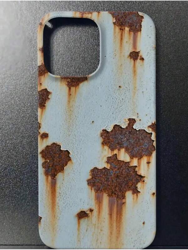 1 Stück kreative 3D-Effekt Rostige Metall Handyhülle kompatibel mit iPhone 16 15 14 13 12 11 Pro Max Plus, weiches Backcover