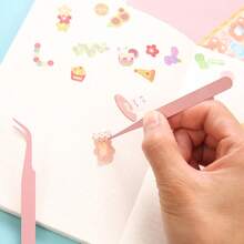 1pc Colored Pointed Tip Tweezer, Macaroon Pink Color Eyelash Crafting Hand Account Stainless Steel Tweezer