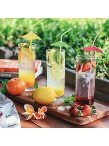10/20 Pajitas de sombrilla para cócteles,Pajitas reutilizables,Pajitas con estilo fiesta hawaiana para jugo con sombrilla para decoración de hogar, bar de verano,Perfectas para playa, fiestas hawaianas, luaus, bares y vendedores de decoración - Material plástico (Color aleatorio, Patrón aleatorio)