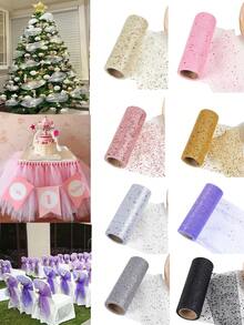 1pc Glitter Tulle Roll, Sparkling Tulle Ribbon, 15cm*914cm Fabric Ribbon, Including Cream, Black, Gold, Purple, Pink, Silver, Rose Gold And White Styles, Organza Tulle Scroll, DIY Craft Supplies, Wedding Decorations, Everyday Party Accessories, Birthday Party Supplies, Banquet Decorations, Wedding Chair Decorations,Wedding Ceremony Party Decorations - Multicolor - View 12