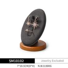 Oirlv 实木珠宝托盘手链戒指展示道具套装珠宝收纳盒支架项链展示架珠宝盘-深灰色 - 深灰色 - 查看 16