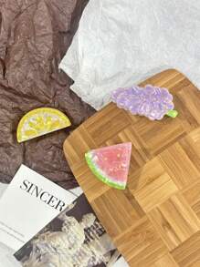 Hair Clips Claw Clips 1pc Lemon, Orange, Strawberry, Watermelon, Grape Fruit Decoration Mini Hair Clip, Acrylic Sweet Hair Claws, Festive Hair Accessories, School Stuff, College Autumn Accessories Fall Winter For Vacation Outfits Woman