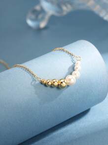 1 stuk S925 zilveren ketting met natuurlijke parelhanger, kralen minimalistische chique elegante sleutelbeenketting vrouwen sieraden cadeau