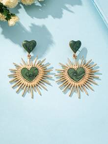 1 par de pendientes minimalistas con Charm geométrico en forma de gota de aceite y corazón, ideal como regalo de San Valentín, Día de la Madre - Rosa Fucsia - Ver 12