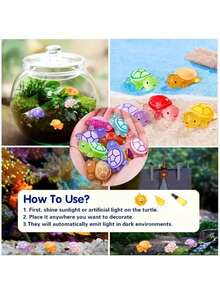 10/15/20/25/30/40 件夜灯迷你海龟装饰 - 可爱的树脂海龟装饰、海洋派对礼物和花园风景 DIY 手工艺品（多色）派对礼物和装饰的理想选择