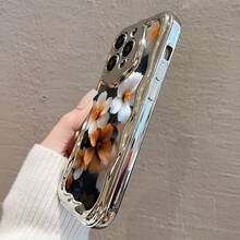 Funda de teléfono 1 pieza adecuada para 16 ProMax/16Plus/16Pro/16, 15/14/13/12/11 nuevo patrón de moda galvanizado en forma de onda - Plateado - Ver 5