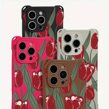 Funda para teléfono El diseño de patrón de flores rojas con cuatro esquinas para colgar la funda para teléfono S es adecuada para 15 Plus 14 Pro 16 13 12 Fundas blandas impresas de TPU - Colores mixtos 1 - Ver 6