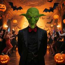 Halloween Headwear Green Monster Face Covering Realistic Facewear Cosplay Costume Accessories For Adults - Green - View 2