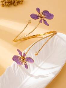 Flower Minimalist Arm Cuff Adjustable Fashionable Armlet - Purple Flower Armlet - View 4