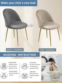 1pc Silver Fox Plush Elastic Dining Chair Cover, Removable & Machine Washable, Furniture Decoration Protection, Autumn/Winter Fabric, Chair Slipcover, Chair Not Included - Multicolor - View 5