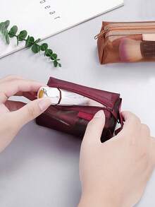 Small Portable Organizer Bag, Cosmetic Bag, Digital Accessories Bag, Mesh Outer Layer Can Hold Various Personal Items, Multiple Colors Available, Can Be Used As Power Bank, Travel Bag, Portable Charger, Charger Storage Box, Dorm/Back To School Headphone Case, Cable Organizer, Electronics Pouch, Dorm Cable Organizer, Essential For Home & Camping, Unisex Makeup Bag Make Up Bag Makeup Pouch Toiletry Bag Wash Bag Travel Essential Cruise Essential Vacation Essentials For Men Women Travel Containers Holiday Essential Gifts For Women - Multicolor - View 5