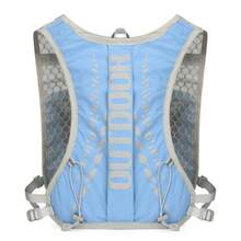 Chaleco de hidratación pequeño con bolsillo para bolsa de agua, mochila ligera y transpirable que absorbe la humedad para correr, chaleco de hidratación para correr ajustable, adecuado para trail running, maratón, footing, ciclismo (solo mochila, sin bolsa de agua), bolsa de fitness, accesorios para correr, bolsa deportiva para mujer - Celeste - Ver 5
