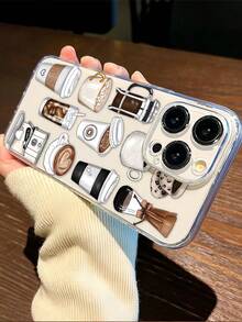 1 件咖啡和下午茶主题透明全覆盖 TPU 手机壳，适用于 Apple 系列 - 彩色 - 查看 2