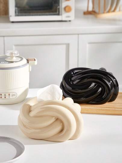 قطعة واحدة من صندوق المناديل الخزفي والرف - تصميم حديث مناسب لديكور الحمام/غرفة المعيشة/غرفة الدراسة/غرفة النوم/طاولة التجميل، ديكور مضاد للحمام - هدية مثالية للتدفئة، هدية مثالية لعيد الميلاد والفصح