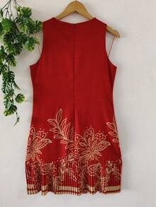 Plain  Dress With Fake - Lace Orange - View 2