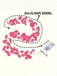 1 Stück romantisches Märchen Kirschblüten Fenster Vorhang Lichterkette, Schlafzimmer Dekoration Blumen Kranz Licht, geeignet für Kinderzimmer, Wohnzimmer/Schlafzimmer, Möbeldekoration und Geburtstag, Hochzeit, Weihnachten, Feiertage & Party Zubehör, Neujahr, Ramadan, Vorhänge, Kamin, Treppen, Weihnachtsbaum Beleuchtung, schafft eine frische und festliche Atmosphäre, batteriebetriebene Wanddekoration, ganzjährig (Batterien nicht enthalten)