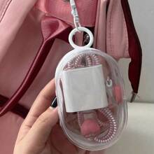 1/2pcs Portable Mini Clear Zipper Storage Bag, Portable PVC Transparent Mini Data Cable Organizer Pouch, Multi-Functional Jewelry Pouch, Headphone And Charger Case With Keychain, Transparent Travel Accessories For Travel Storage Bag,Makeup Bag, Suitable For Earphones, Power Banks, Key Chains, Rings, Perfumes, Travel Accessories