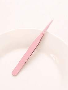 1pc Colored Pointed Tip Tweezer, Macaroon Pink Color Eyelash Crafting Hand Account Stainless Steel Tweezer
