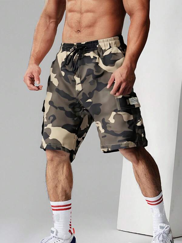 Camo Cargo Shorts voor de zomer, fitness, joggen, sport, casual, veelzijdige, snel drogende, ademende strandbroek