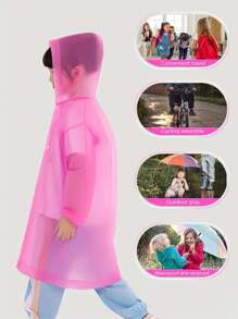 1 stuk herbruikbare regenjas met capuchon voor jongens en meisjes - casual, lange mouwen, outdoor regenponcho