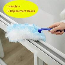 1 套，静电除尘掸，带 10 个可更换除尘刷头，家用除尘刷，手持式除尘扫地刷，洗衣用多用途除尘掸，静电除尘刷头更换 - 轻松清除电子产品、家具、百叶窗和吊扇上的灰尘 - 清洁用品、清洁配件家具、汽车、键盘、清洁用品、清洁工具、圣诞用品