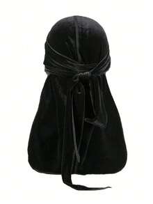 1件男士纯色天鹅绒头巾，带保暖内衬 - 可调节松紧带，佩戴稳固，柔软透气，冬季保暖头饰，海盗风格设计，适合运动、户外活动和休闲穿着。海盗帽，海盗服装